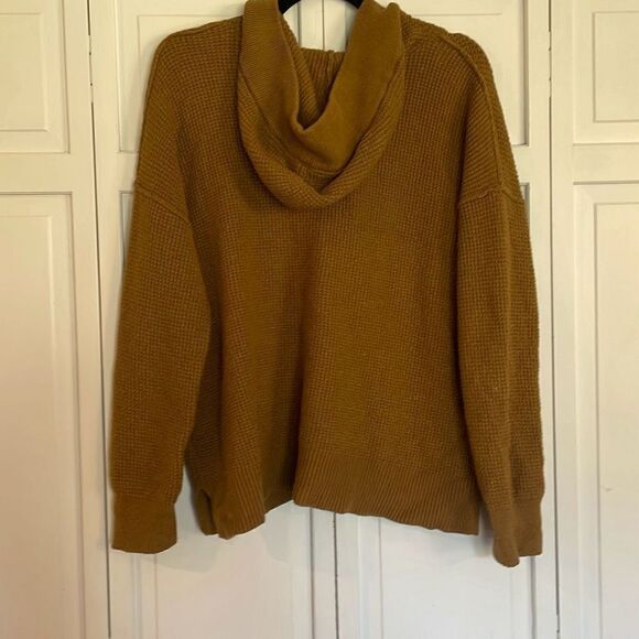 Aerie cozy up brown waffled knit hooded sweater size small - Picture 7 of 11